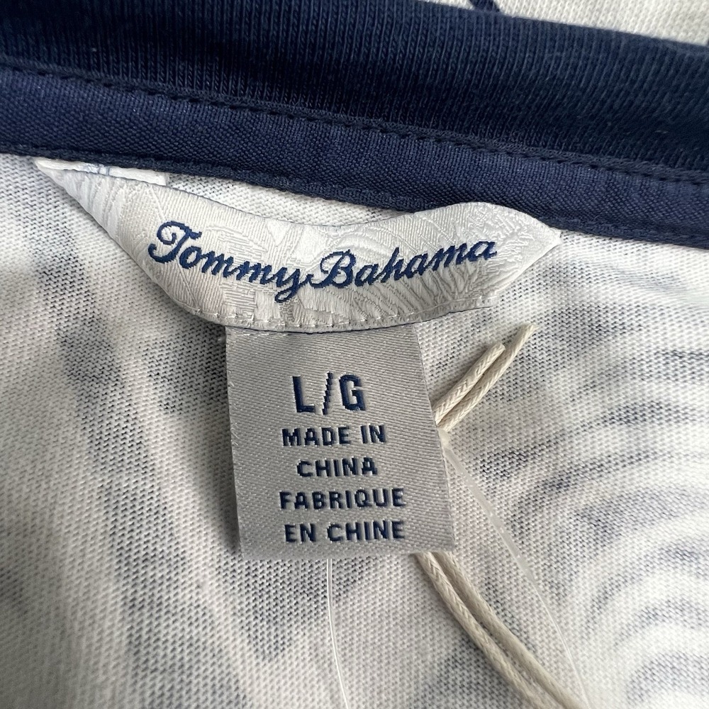 NEW! Tommy Bahama Leaf Line T-Shirt Dress Navy Blue White Size Large Nautical - Picture 7 of 11
